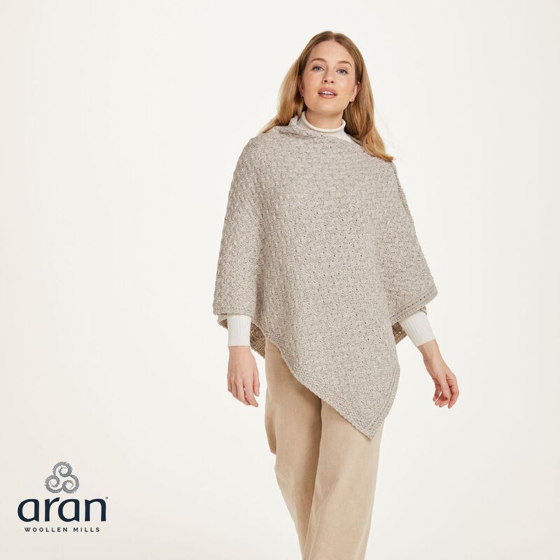 Aran Super Soft Merino Buttoned 3-Ways-to-Wear Cape Grey Colour